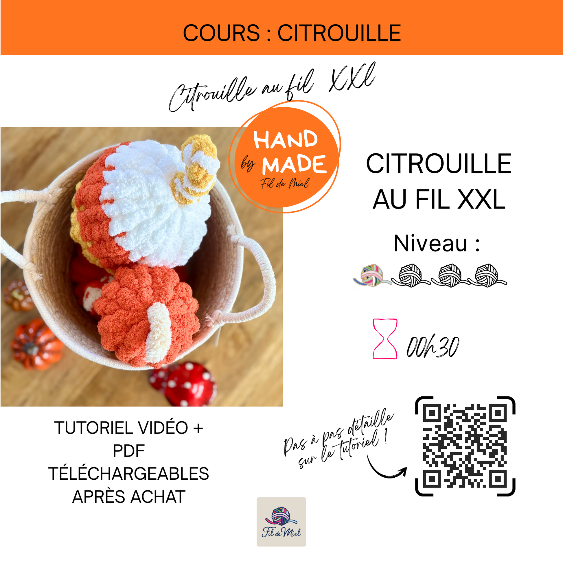 Tutoriel vidéo – Tricoter une citrouille pas à pas