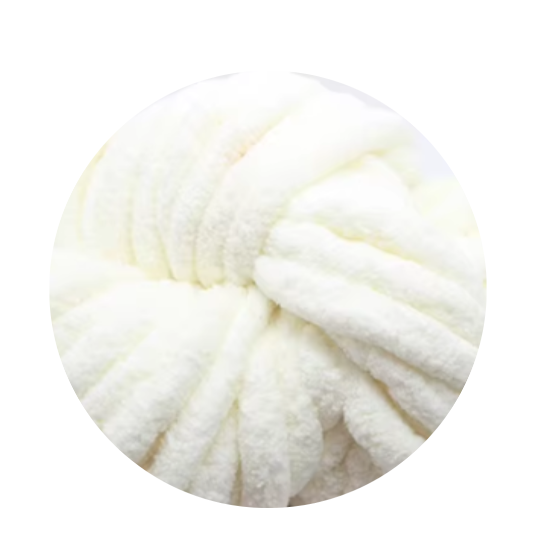Laine XXL blanche neige pure - Fil chenille ultra doux pour plaid géant