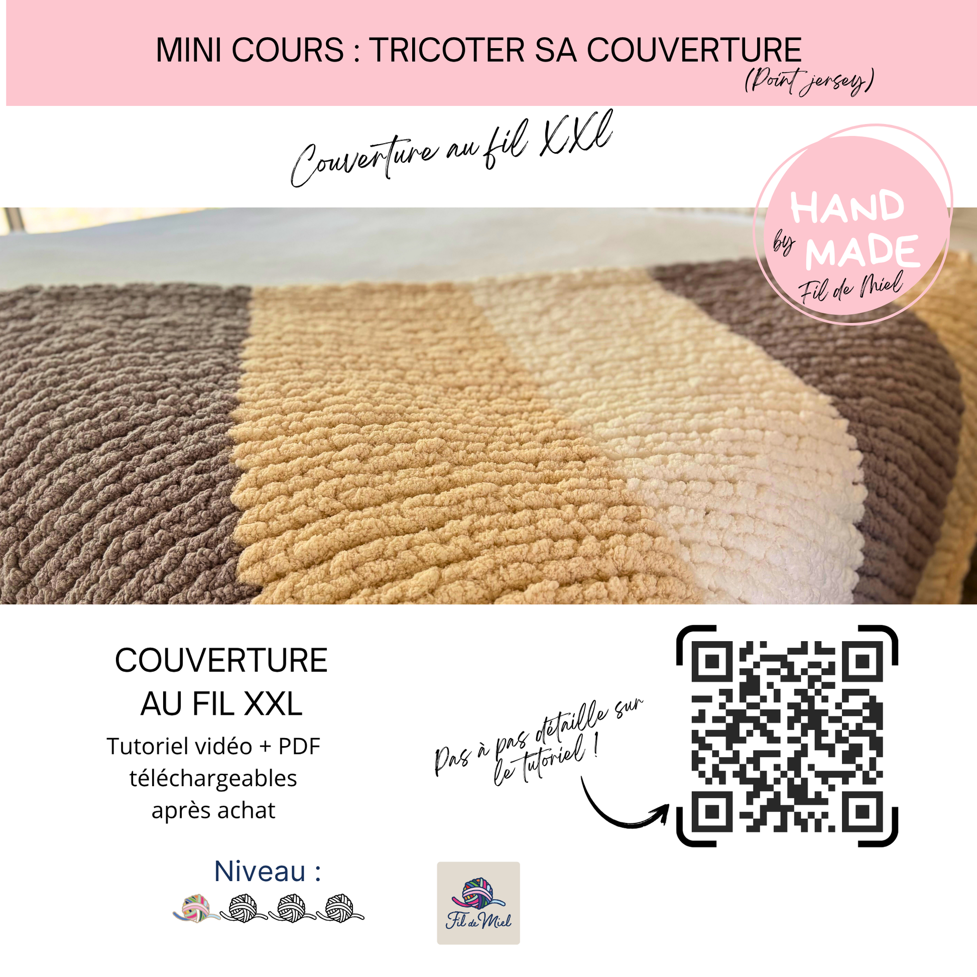 Tutoriel - Mini-cours débutant – Couverture épaisse en tricot à la main