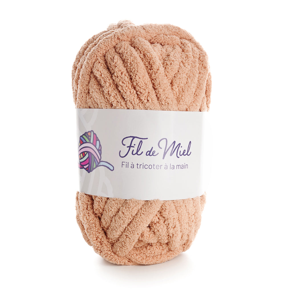 Fil XXL Caramel Claire texture douce épaisse sans aiguilles
