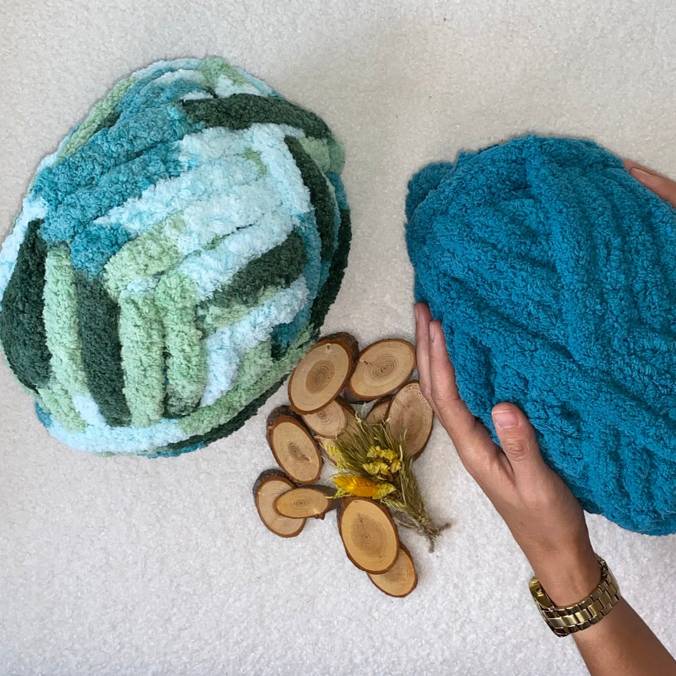 Laine XXL bleu lagune turquoise - Fil chenille tropical ultra doux