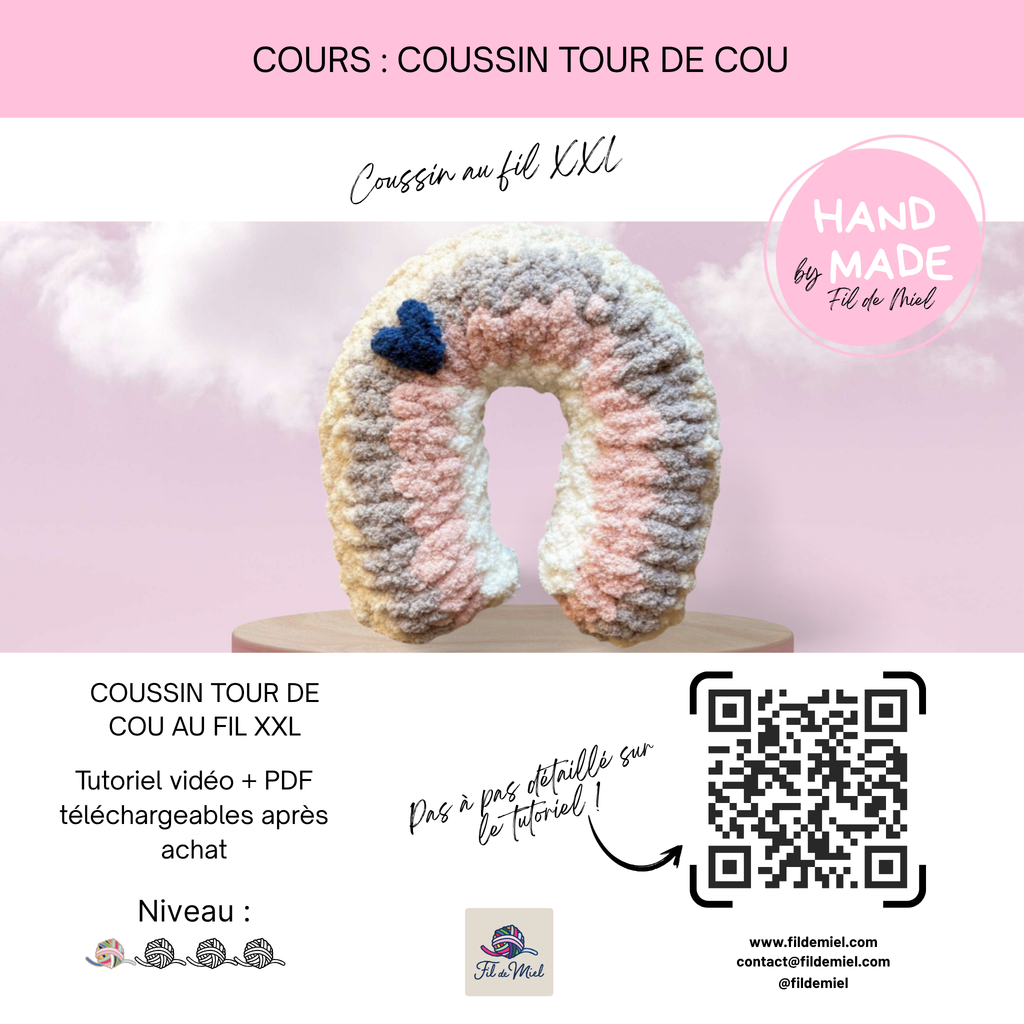 Tutoriel PDF - Coussin tour de cou en fil XXL