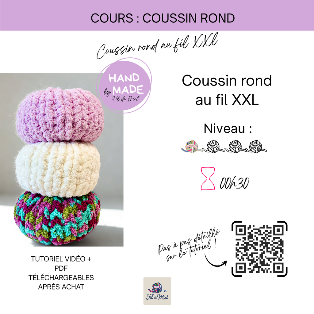 Tutoriel - cours débutant – Réaliser votre coussin rond fait main