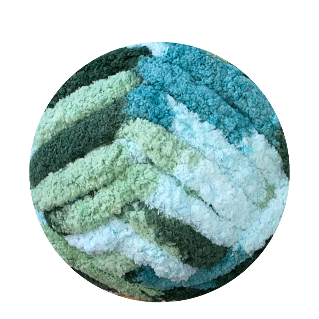 Laine XXL forêt enchantée verte - Fil chenille nature ultra doux