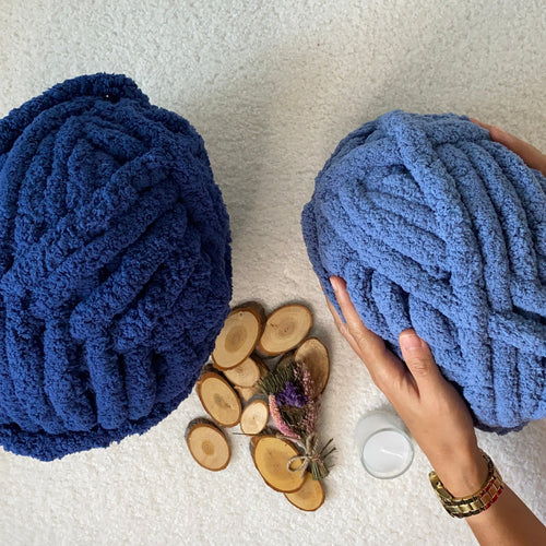 Laine XXL bleu perle claire - Fil chenille délicat ultra doux